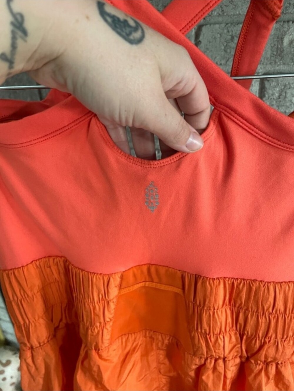 Free People Movement Way Home Orange Skortsie Romper - Picture 5 of 7